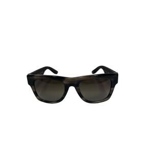 BOTTEGA VENETA Black Intrecciato Leather Havana Square Sunglasses